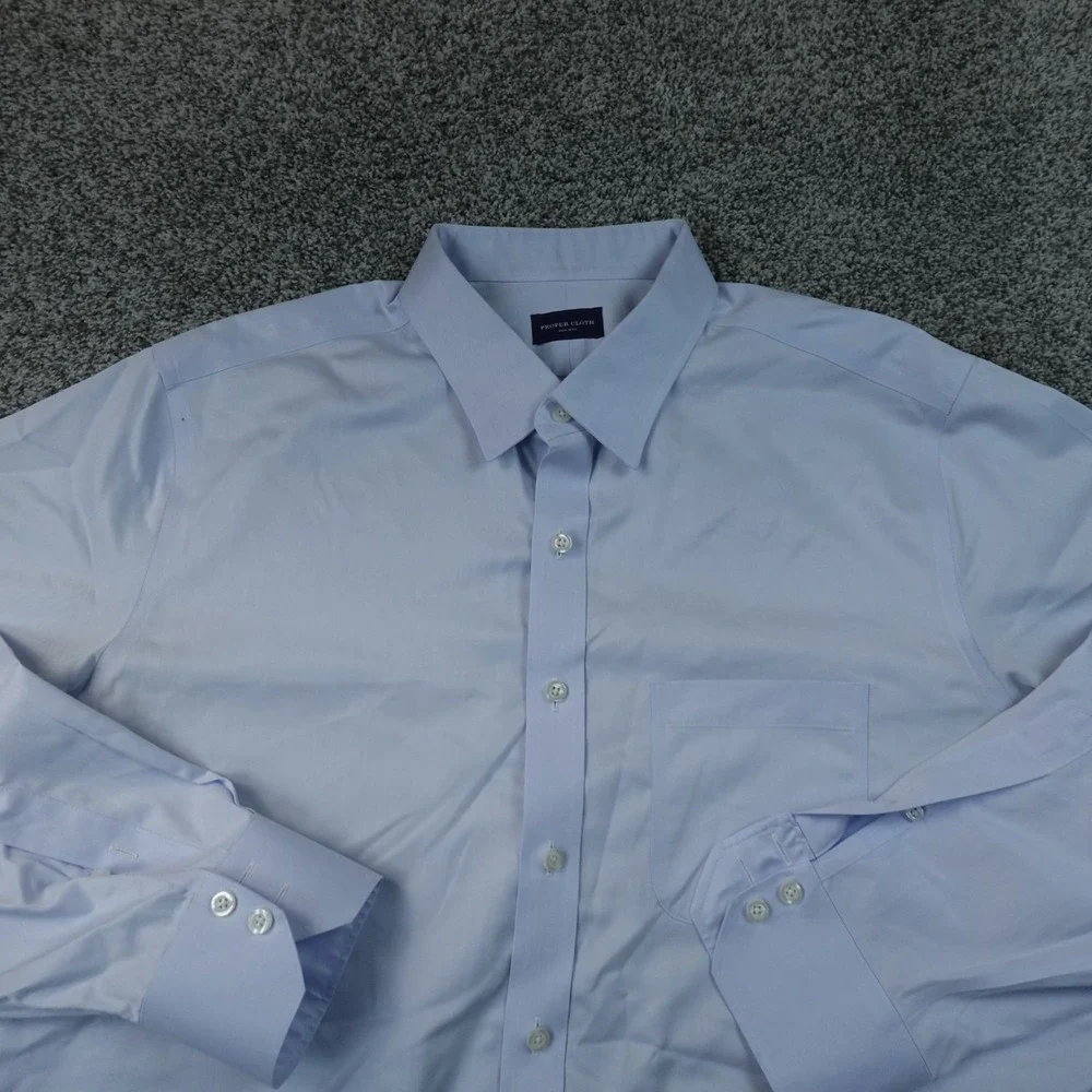 Proper Cloth Shirt Mens XL Blue Button Up Long Sleeve Dress Preppy Casual Top